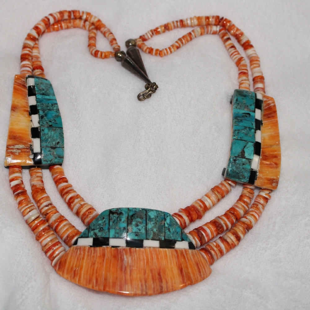 Vintage Spiny Oyster Inlay Necklace- Santo Domingo